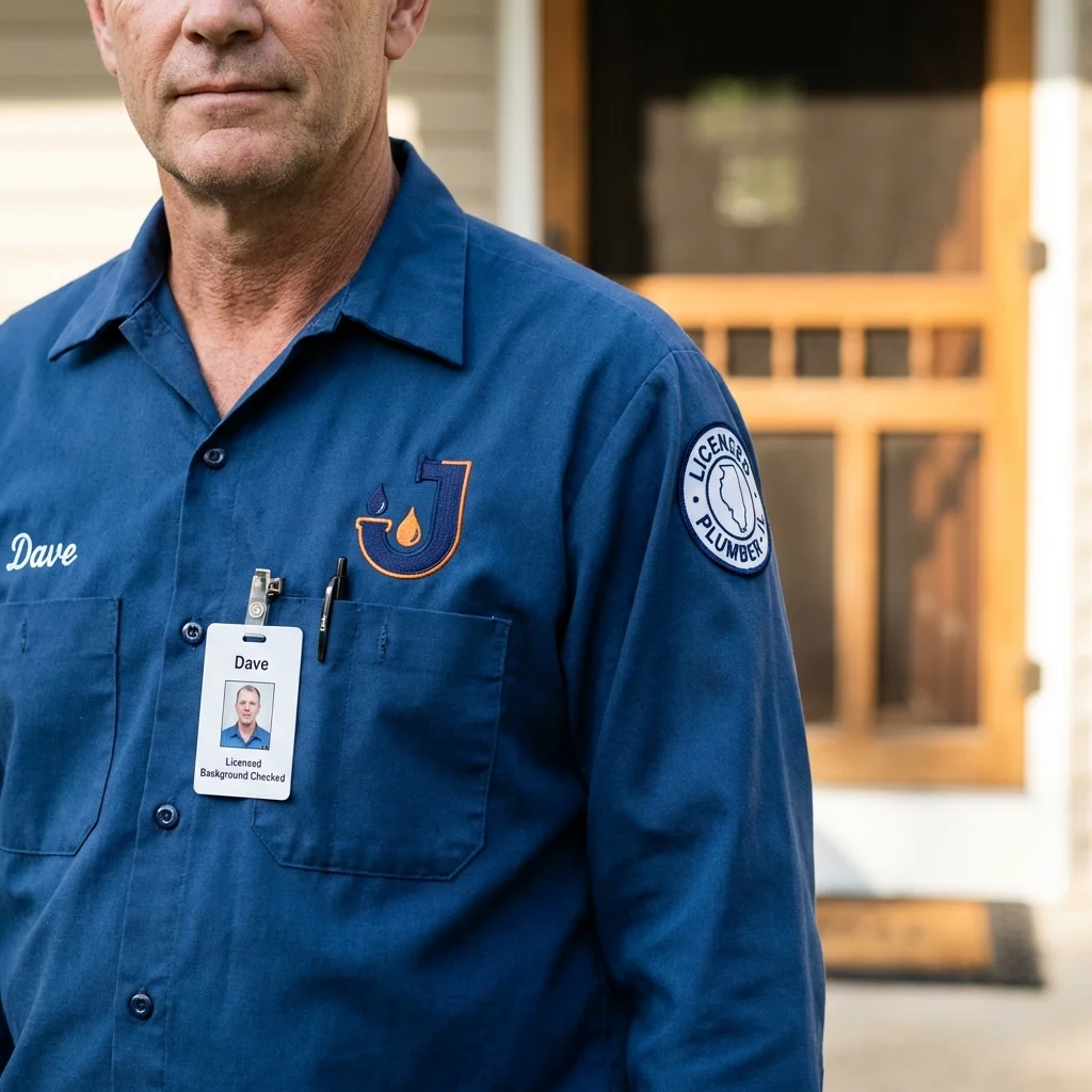 Licensed plumber showing ID badge in Fort Leonard Wood, MO