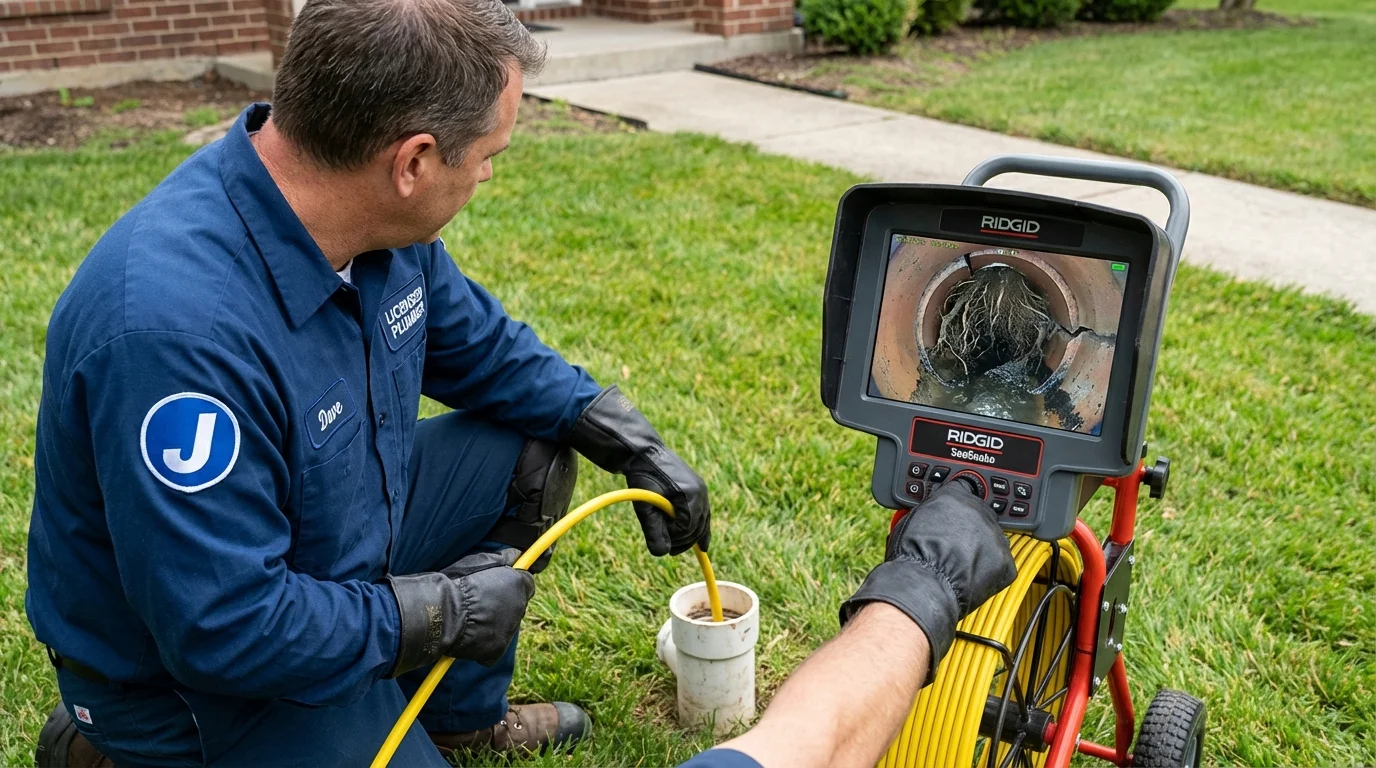 Sewer camera inspection being performed by Johns Plumbing LLC in Fort Leonard Wood