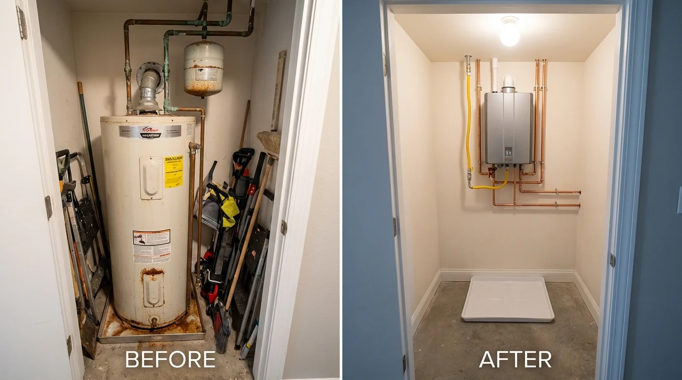 Tank water heater versus wall-mounted tankless unit comparison for Fort Leonard Wood, MO homeowners