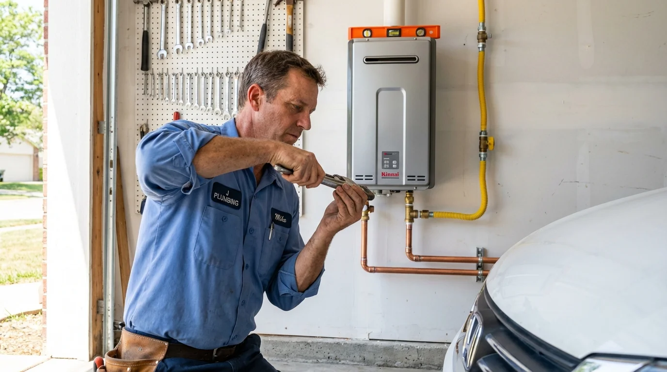 Tankless water heater installation by a Johns Plumbing LLC plumber in Fort Leonard Wood