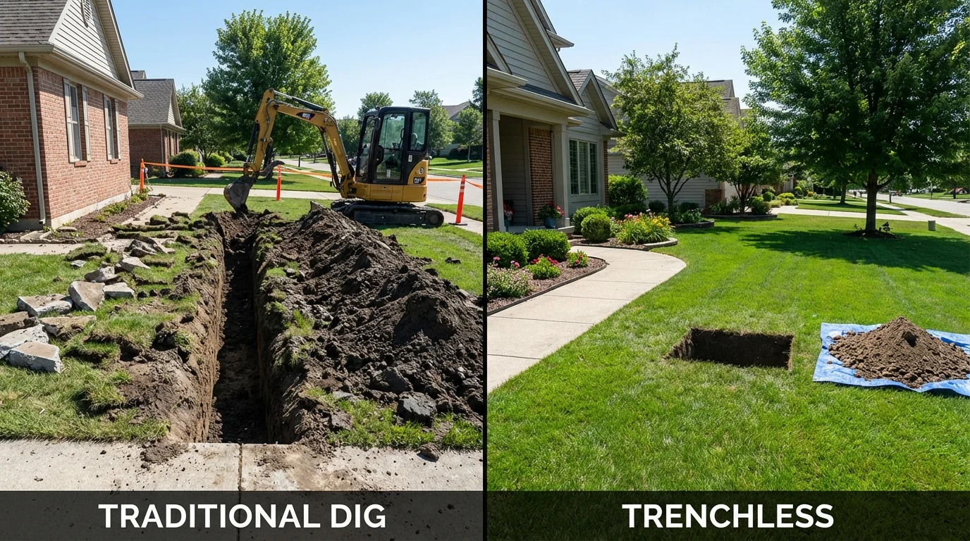 Trenchless sewer repair with minimal yard damage versus traditional excavation in Fort Leonard Wood, MO